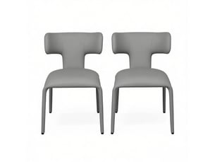 Lot de 2 chaises de bureau avec dossier incurvé - roulettes silencieuses, simili cuir gris