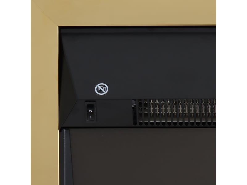  Cheminée électrique effet de flamme style néo rétro thermostat 1000-2000 w noir or  - Conforama W