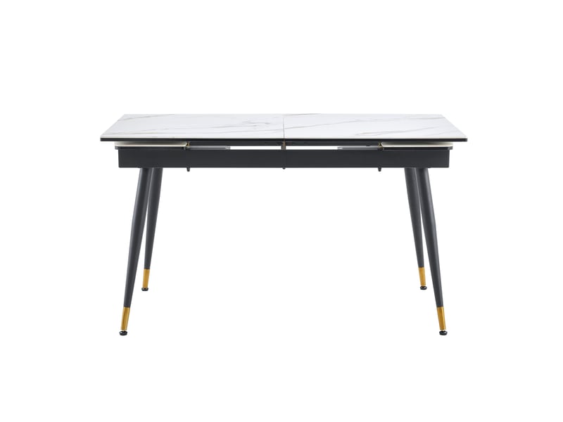  Table à manger extensible, plateau céramique, métal noir et pieds dorés, 140–200 cm, sans chaises  - Conforama A