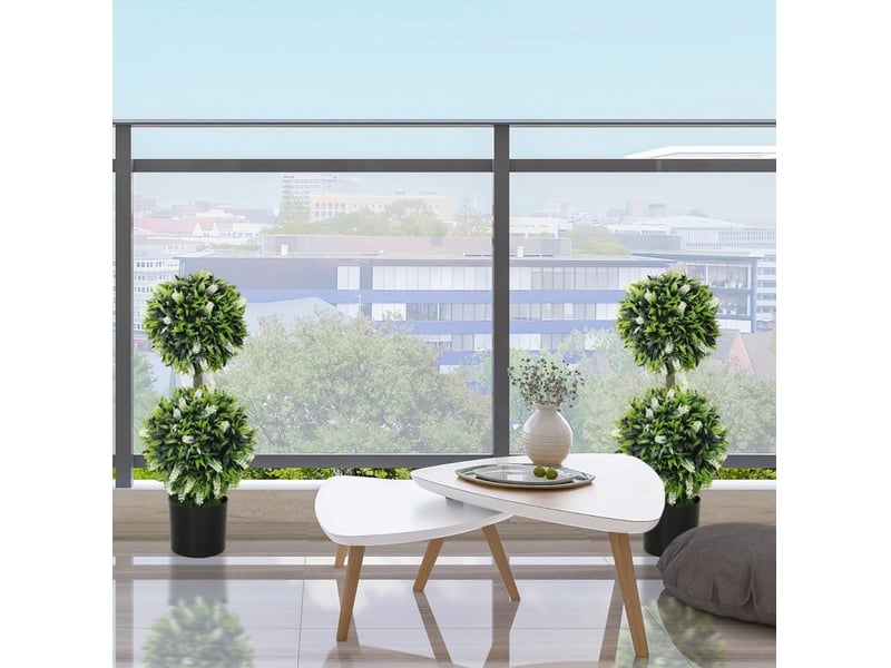  Lot de 2 plantes artificielles 15x15x70 cm résistantes aux uv blanc  - Conforama C