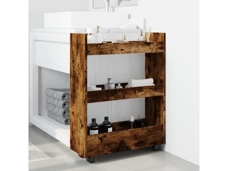  Chariot de rangement étroit pour bureau 3 niveaux chêne fumé shl75920  - Conforama C