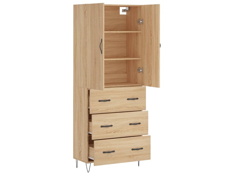  Buffet haut - bahut - meuble de rangement chêne sonoma 69,5x34x180 cm bois d'ingénierie  - Conforama D