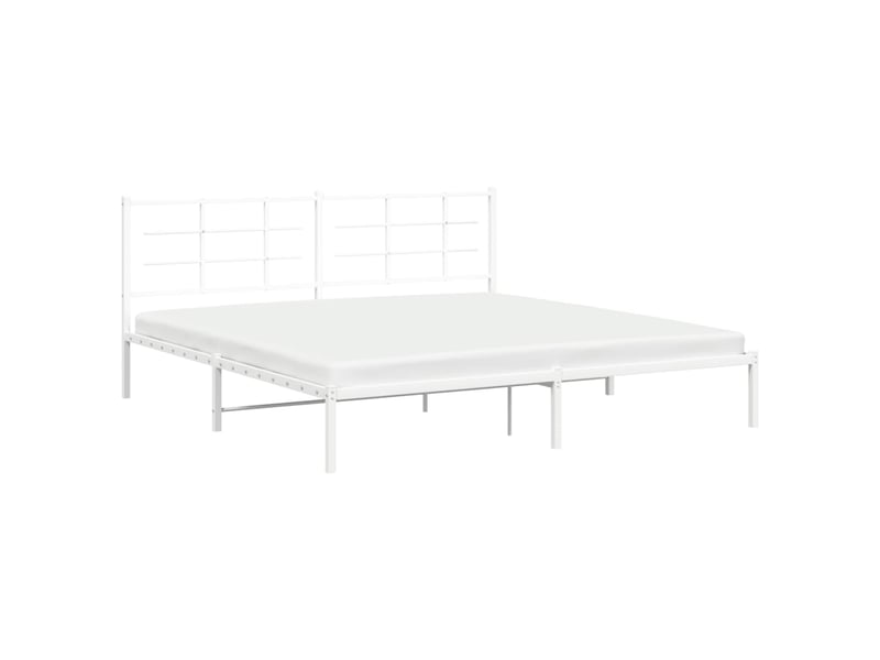  Lit double- lit adulte -  cadre de lit métal sans matelas et tête de lit blanc 200x200 cm  - Conforama C