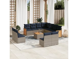 Vidaxl ensemble de canapé de jardin 12 pcs avec coussins gris résine tressée