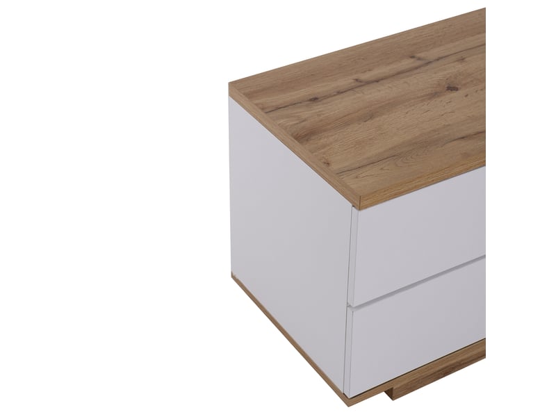 Meuble tv 180 cm moderne blanc et bois pour écran 70-79 pouces - Conforama D