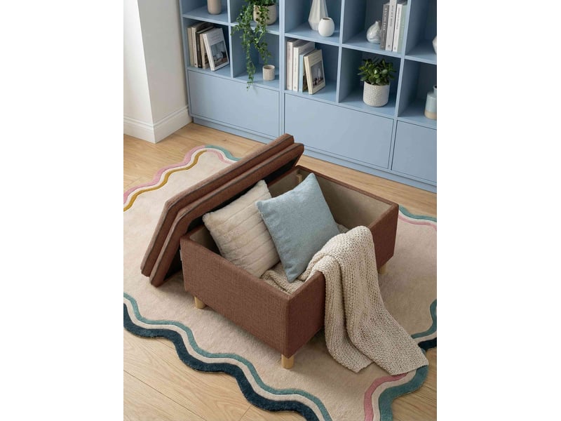  Sam, pouf coffre de rangement, 70x91 cm, rouge brique Sam - Conforama D