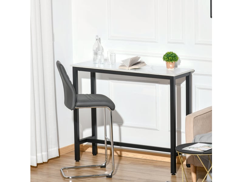 Table de salle à manger avec plateau aspect marbre et pieds réglables pour cuisine et salon 120 × 40 × 100 cm - Conforama B