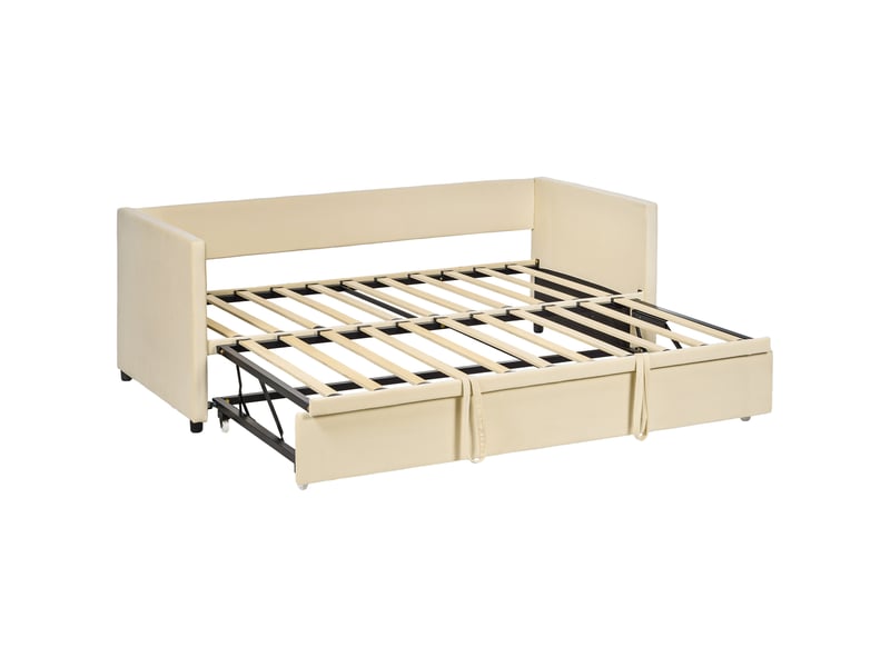  Canapé-lit 2 en 1 beige, canapé 2 places convertible en lit double 90 x 190 cm  - Conforama A