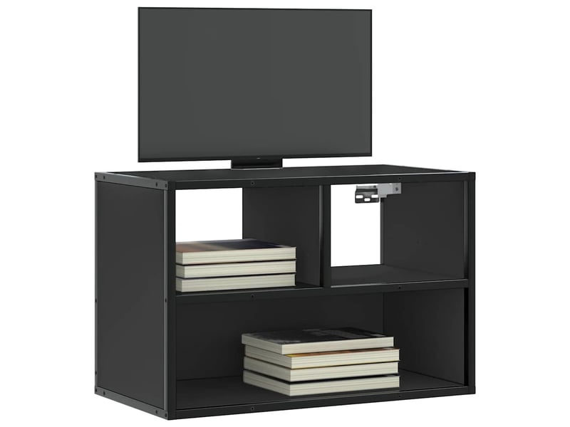  Meuble tv - banc tv - meuble de rangement noir 60x31x39,5 cm bois d'ingénierie et métal  - Conforama B