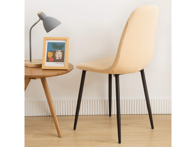  Housses de chaises de salle à manger de style nordique, housses de chaises élastiques jacquard, lot de 4 pièces, beige et jaune XLH-ZLS-009398MF - Conforama D