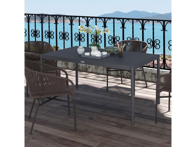  Table de jardin rectangulaire aluminium gris 145x90x74cm  - Conforama D