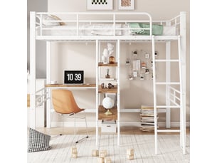 Lit mezzanine 90x200 cm <strong>ZOVIRA</strong> <strong></strong> coloris blanc