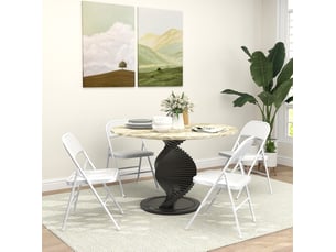 Lot de 4 chaises pliantes avec assise rembourrée, revêtement en cuir régénéré, pieds en acier, blanches