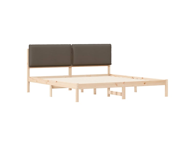  Lit double- lit adulte -  cadre de lit avec tête de lit rembourrée taupe 200 x 200 cm  - Conforama C