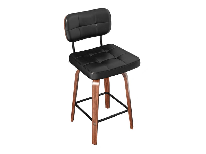  Chaise 2 pièces revêtement pu dossier bois courbé cadre métal rotation 360°  - Conforama E