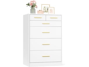 Commode de chambre moderne avec 6 tiroirs 40 x 60 x 88 cm rangement fonctionnel en mdf blanc 12_0013133