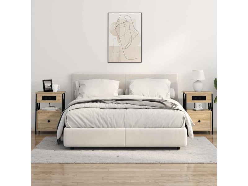  Lot de 2 cabinet de chevet, table de nuit chêne sonoma 40 x 31 x 60 cm shl3473  - Conforama D