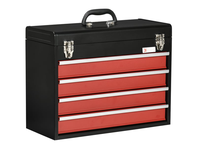 Coffre à outils 4 tiroirs verrouillable acier noir et rouge 51 x 22 x 39,5 cm evryae - Conforama A