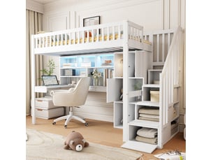 Lit mezzanine 90x200 cm MEUBLIV coloris blanc