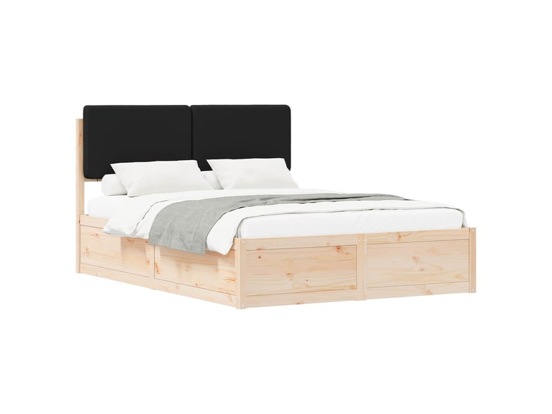 Lit double- lit adulte - cadre de lit avec tête de lit rembourrée noir 135 x 190 cm - Conforama A