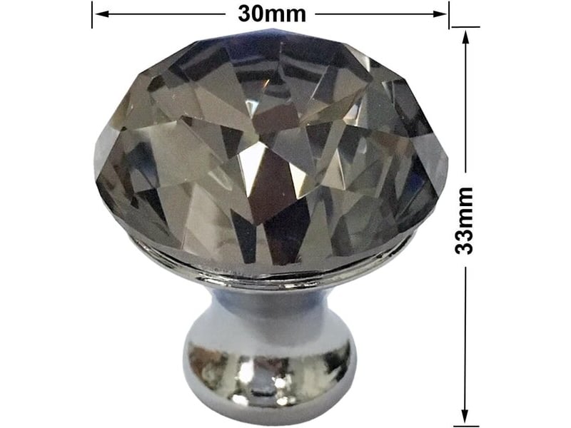  Lot de 8 poignées en cristal en forme de diamant gris de 30 mm, poignées de luxe pour tiroirs, portes et cuisine avec vis  - Conforama D