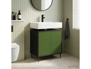 Armoire de salle de bain, meuble de rangement geleen chêne noir 60x40x61 cm
