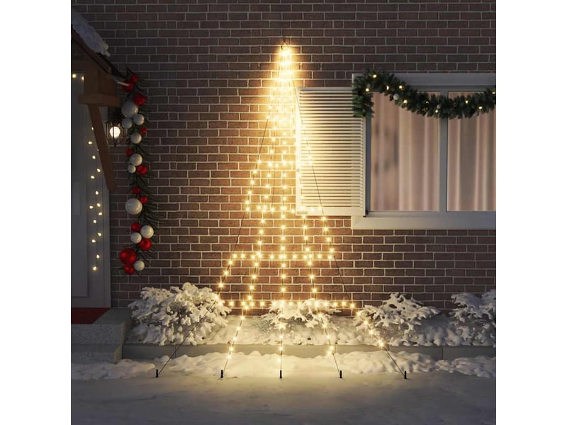  Arbre de noël, sapin de noël led avec piquets au sol blanc chaud 306 cm métal  - Conforama C