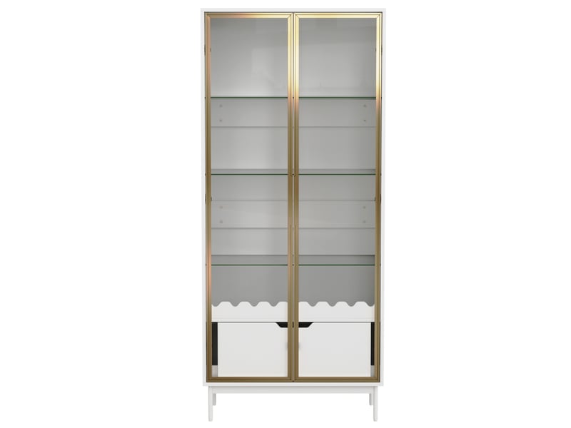 Vitrine en verre noir 4 niveaux avec éclairage led avec contrôle par application, 40x29x170 cm  - Conforama A