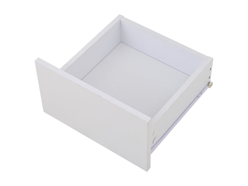  Table basse avec 4 tiroirs et led pour salon en panneaux de particules 70×70×40 cm blanche  - Conforama D