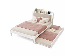 Lit gigogne 120x200 cm <strong>HAVRYA</strong>  <strong></strong> coloris blanc