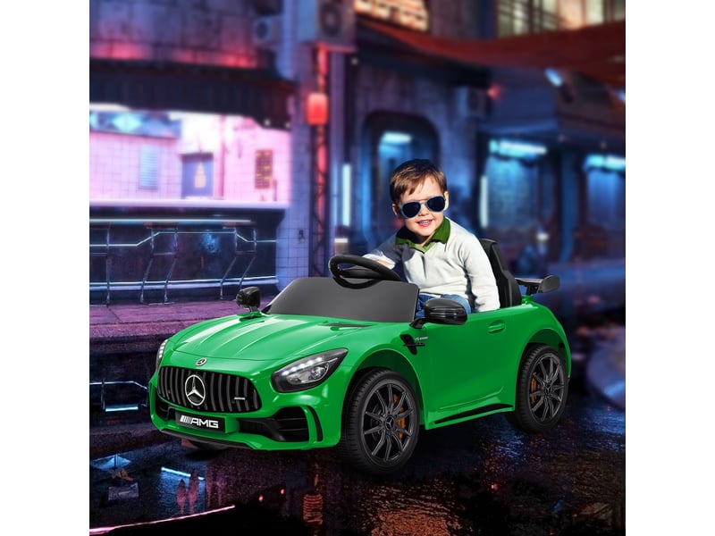  Voiture électrique pour enfants, mercedes, 3-5 kmh, télécommande, lumières et musique, verte  - Conforama C