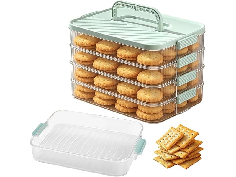  Conteneur de transport à desserts boîte alimentaire empilable avec poignée,récipient de conservation pour cookies pour maison  - Conforama A