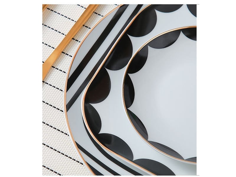  Lot de 2 assiettes plates en porcelaine 25 cm – assiettes à dîner pour steak, poisson et viande  - Conforama C