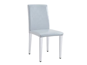 Lot de 4 chaises de salle à manger gris clair en cuir pu avec pieds en métal argenté, design moderne
