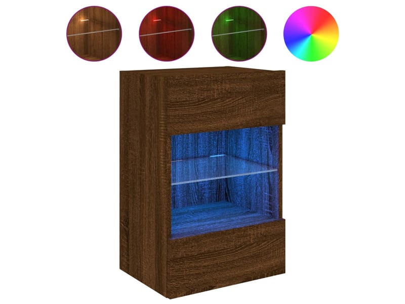  Meuble tv - banc tv - meuble de rangement mural avec lumières led chêne marron 40x30x60,5 cm  - Conforama A