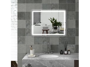 Miroir rectangulaire de salle de bain coloris argenté <strong>DESMIU</strong> <strong></strong> - 80 cm x 60 cm