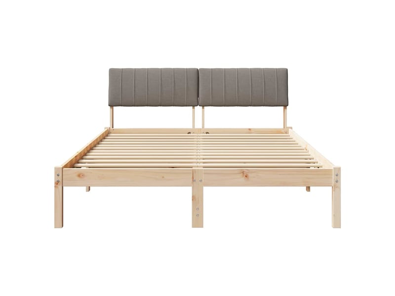  Lit double- lit adulte -  cadre de lit marron et taupe 135 x 190 cm bois massif en pin  - Conforama D