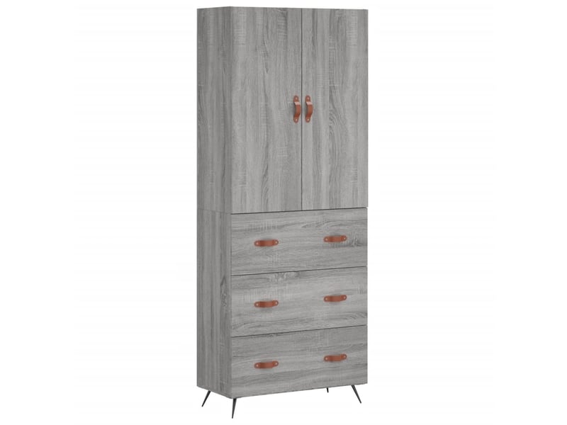  Buffet haut - bahut - meuble de rangement sonoma gris 69,5x34x180 cm bois d'ingénierie  - Conforama A