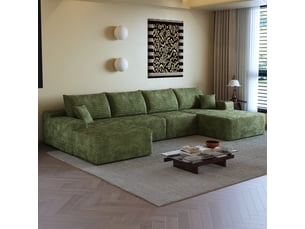 Canapé droit fixe <strong></strong> <strong></strong> 5 places Tissu vert
