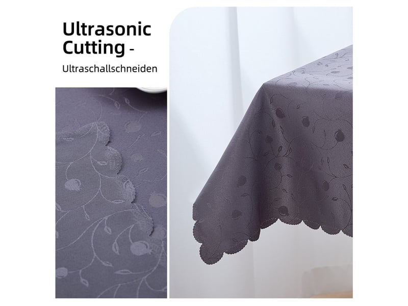 Nappe de table - 130x220 cm - nappe imperméable effet lotus et anti-taches - gris foncé - Conforama D
