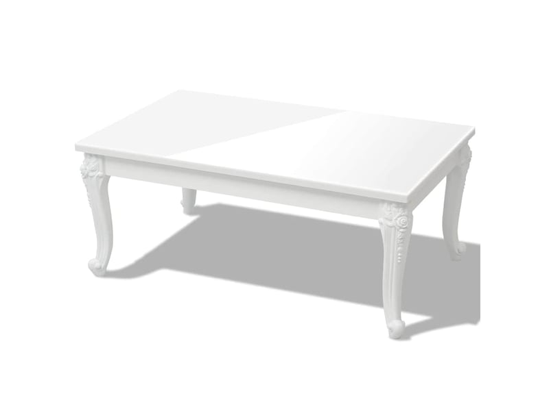  Table basse - table de salon - table à thé 100x60x42 cm blanc brillant  - Conforama A