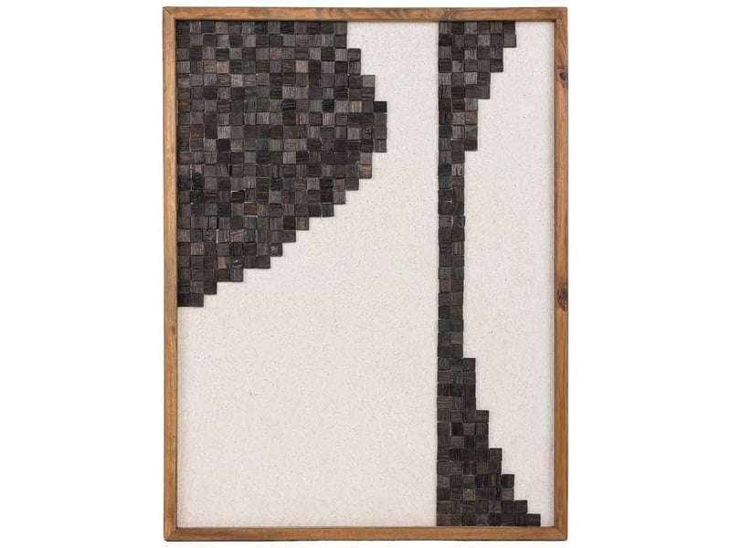  Tableau artisanal en bois recyclé relief beige et noir 62x4x82 cm h  - Conforama B