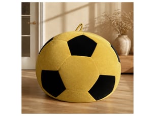 Fauteuil simple - 130x90cm - fauteuil pouf géant motif ballon de football en mousse et flannel doux - jaune et noir