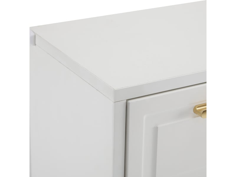  Meuble à chaussures avec 2 tiroirs, portes et étagères réglables pour entrée en mdf 120×24×107 cm blanc  - Conforama D