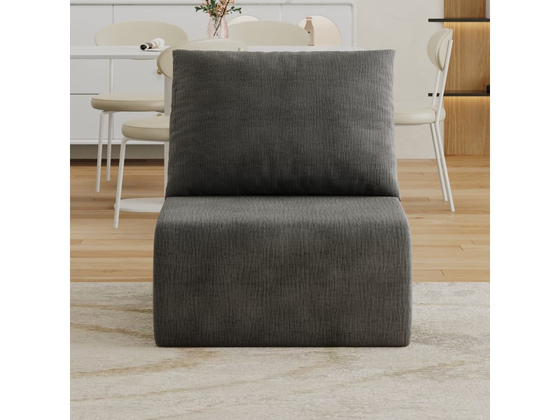  Canapé 1 place gris foncé fauteuil en tissu chenille mousse haute élasticité 67x95x85cm  - Conforama D
