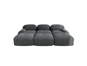 Canapé modulaire 3 places avec 3 tabourets, velours côtelé, sans cadre, rembourrage 32d, accoudoirs ultra-larges, adapté aux animaux, montage gratuit, gris