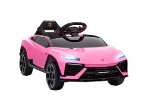 Voiture électrique lamborghini sous licence pour enfants de 3 ans et plus, batterie 12 v, télécommande 2,4 ghz, double moteur, rose