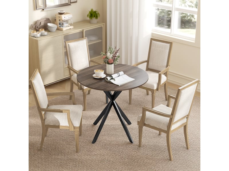  Table ronde style industriel bois métal 2 pers. Dia. 80 cm brun  - Conforama D