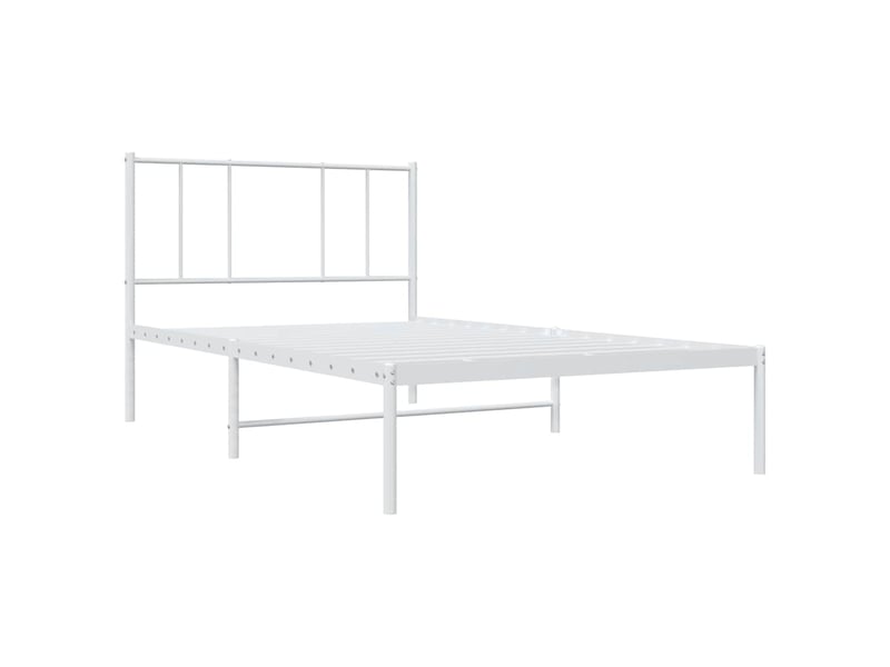  Lit simple- lit adulte -  cadre de lit métal sans matelas et tête de lit blanc 100x200 cm  - Conforama C
