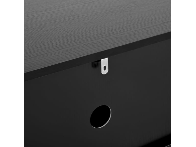  Meuble tv noir 200x40x35 cm avec façade ondulée, tiroirs, push-to-open et passe-câbles  - Conforama E